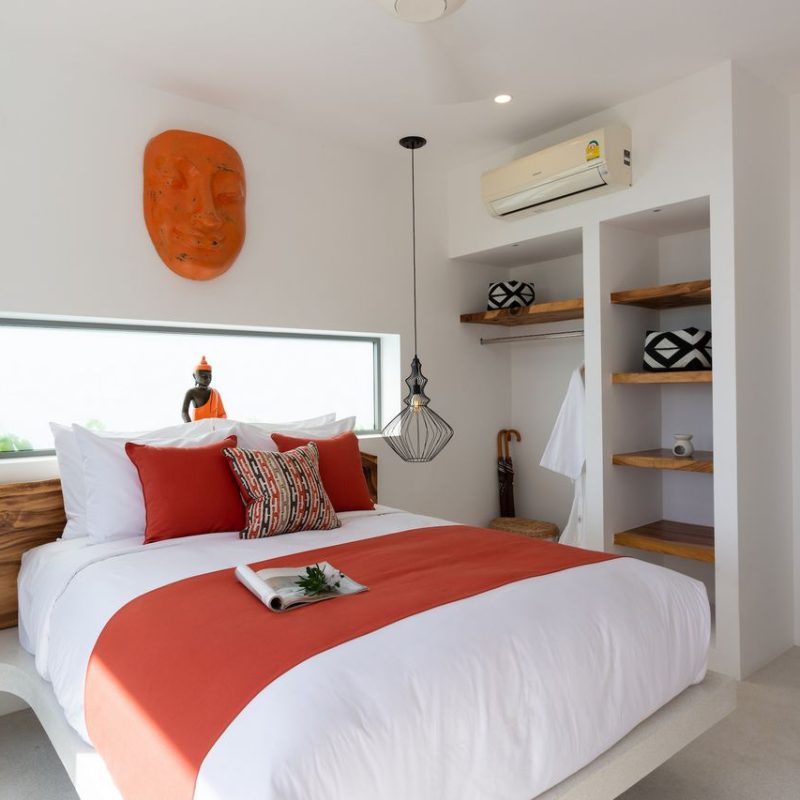 Bedroom at Villa Banana Fan, a 2 bedroom luxury, ocean view villa located in Zog Villa Estate, Maenam,, Koh Samui