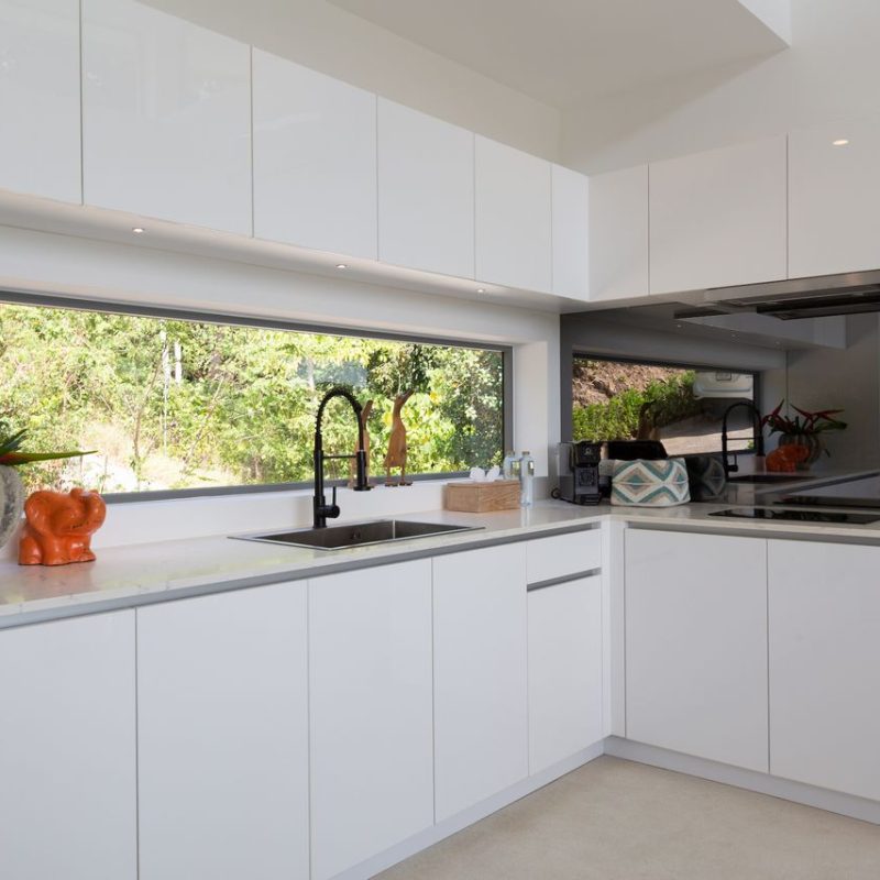 Kitchen at Villa Banana Fan, a 2 bedroom luxury, ocean view villa located in Zog Villa Estate, Maenam,, Koh Samui