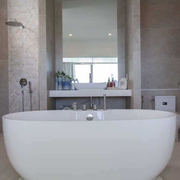 Bathroom at Villa Bougainvillea, a 4 bedroom luxury, ocean view villa located in Zog Villa Estate, Maenam,, Koh Samui