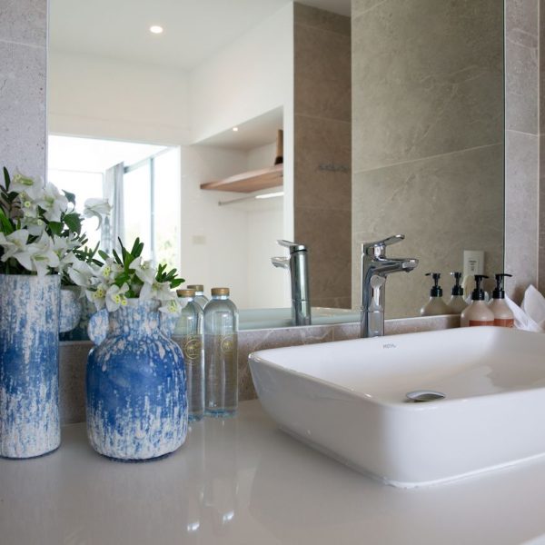 Bathroom at Villa Bougainvillea, a 4 bedroom luxury, ocean view villa located in Zog Villa Estate, Maenam,, Koh Samui