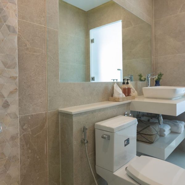 Bathroom at Villa Bougainvillea, a 4 bedroom luxury, ocean view villa located in Zog Villa Estate, Maenam,, Koh Samui