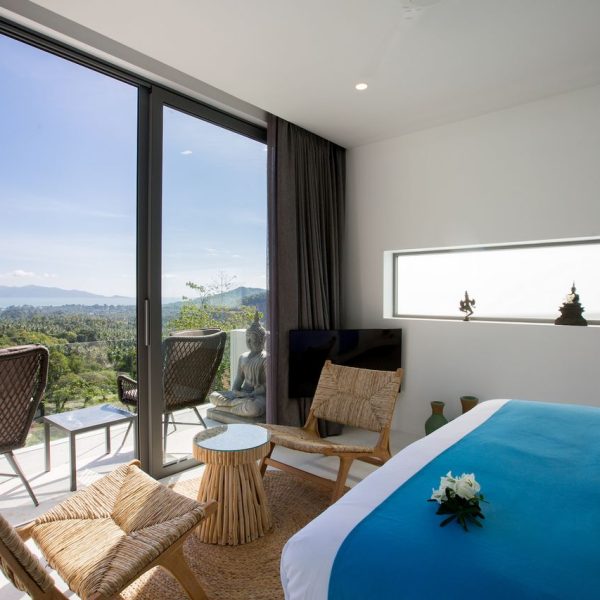 Bedroom at Villa Bougainvillea, a 4 bedroom luxury, ocean view villa located in Zog Villa Estate, Maenam,, Koh Samui