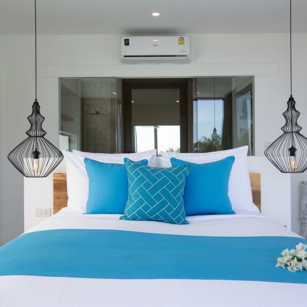 Bedroom at Villa Bougainvillea, a 4 bedroom luxury, ocean view villa located in Zog Villa Estate, Maenam,, Koh Samui