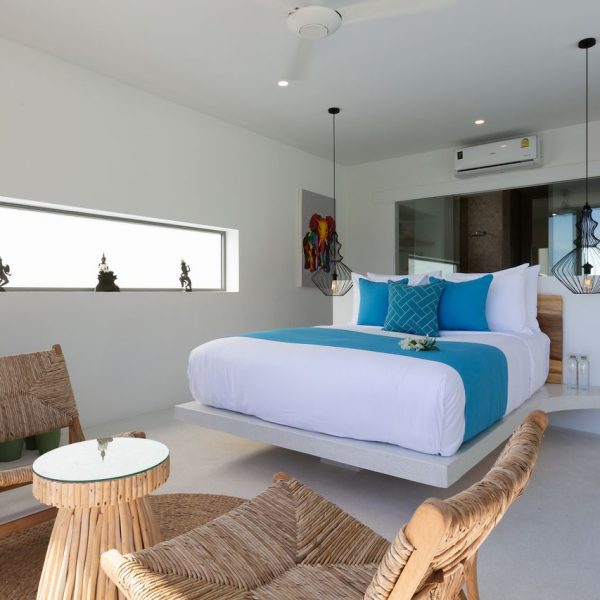 Bedroom at Villa Bougainvillea, a 4 bedroom luxury, ocean view villa located in Zog Villa Estate, Maenam,, Koh Samui