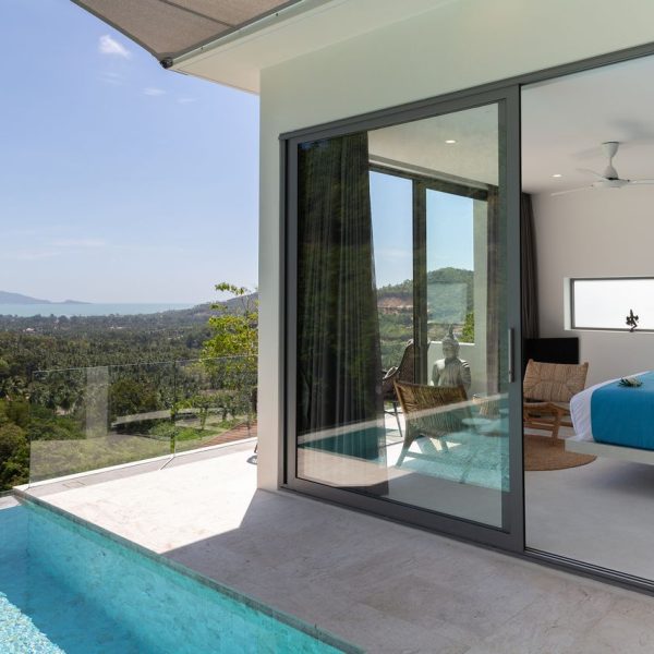 Bedroom at Villa Bougainvillea, a 4 bedroom luxury, ocean view villa located in Zog Villa Estate, Maenam,, Koh Samui