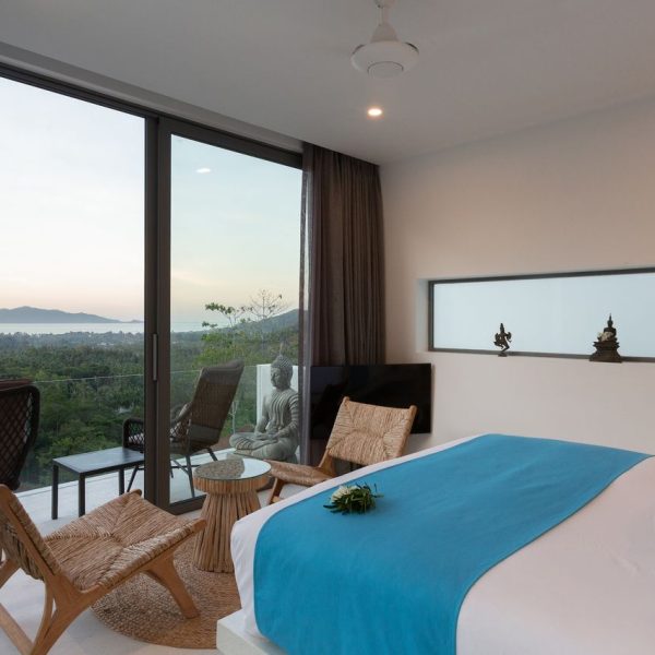 Bedroom at Villa Bougainvillea, a 4 bedroom luxury, ocean view villa located in Zog Villa Estate, Maenam,, Koh Samui