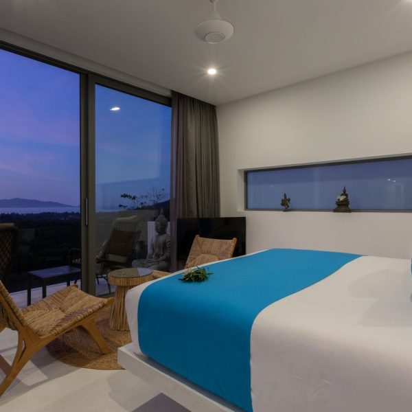 Bedroom at Villa Bougainvillea, a 4 bedroom luxury, ocean view villa located in Zog Villa Estate, Maenam,, Koh Samui