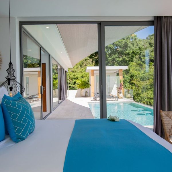Bedroom at Villa Bougainvillea, a 4 bedroom luxury, ocean view villa located in Zog Villa Estate, Maenam,, Koh Samui