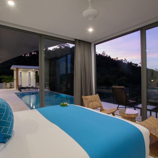 Bedroom at Villa Bougainvillea, a 4 bedroom luxury, ocean view villa located in Zog Villa Estate, Maenam,, Koh Samui