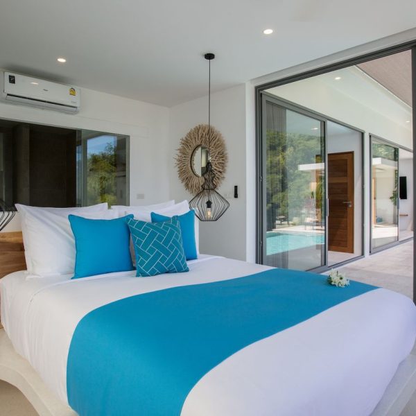 Bedroom at Villa Bougainvillea, a 4 bedroom luxury, ocean view villa located in Zog Villa Estate, Maenam,, Koh Samui
