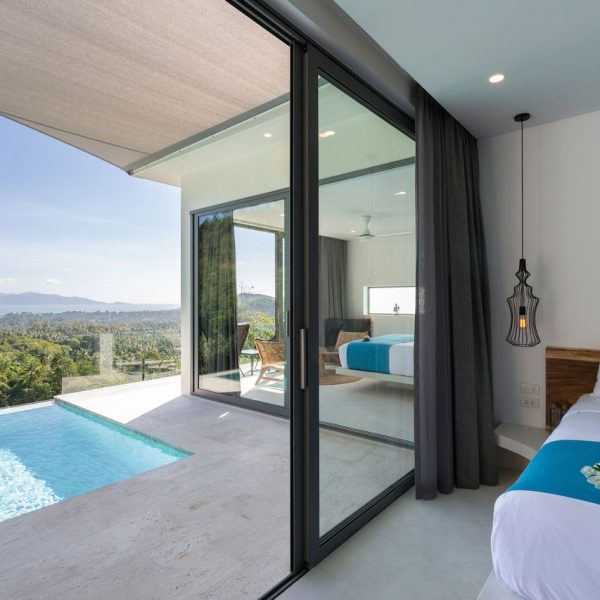 Bedroom at Villa Bougainvillea, a 4 bedroom luxury, ocean view villa located in Zog Villa Estate, Maenam,, Koh Samui