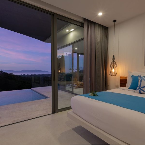 Bedroom at Villa Bougainvillea, a 4 bedroom luxury, ocean view villa located in Zog Villa Estate, Maenam,, Koh Samui