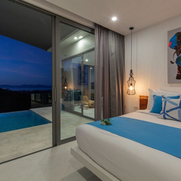 Bedroom at Villa Bougainvillea, a 4 bedroom luxury, ocean view villa located in Zog Villa Estate, Maenam,, Koh Samui
