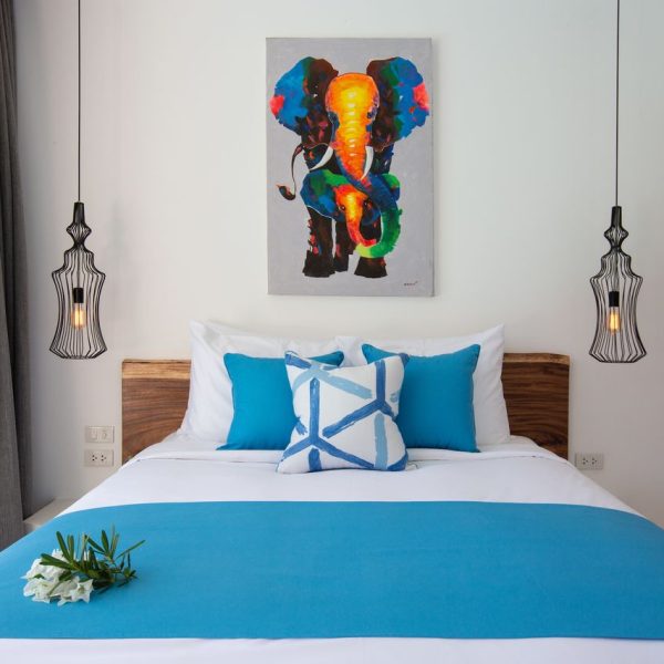 Bedroom at Villa Bougainvillea, a 4 bedroom luxury, ocean view villa located in Zog Villa Estate, Maenam,, Koh Samui