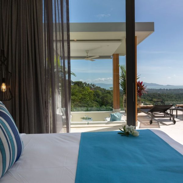 Bedroom at Villa Bougainvillea, a 4 bedroom luxury, ocean view villa located in Zog Villa Estate, Maenam,, Koh Samui