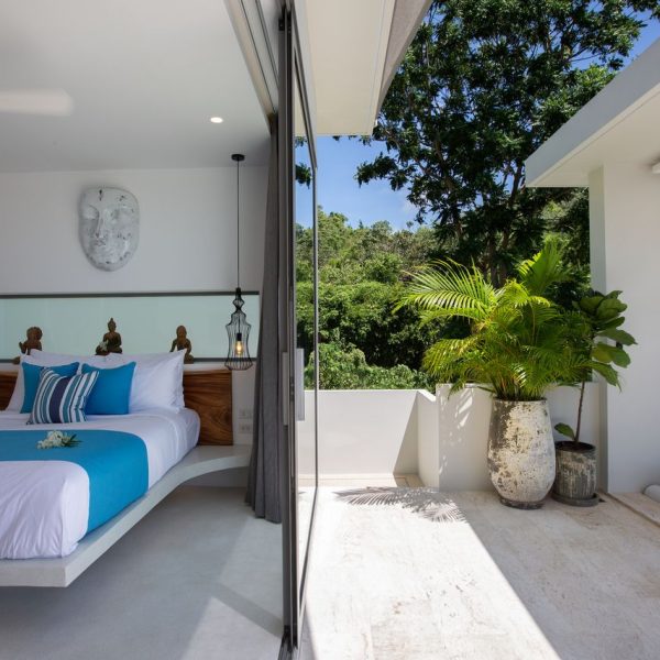 Bedroom at Villa Bougainvillea, a 4 bedroom luxury, ocean view villa located in Zog Villa Estate, Maenam,, Koh Samui