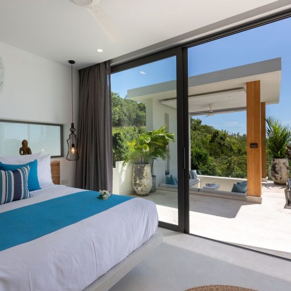 Bedroom at Villa Bougainvillea, a 4 bedroom luxury, ocean view villa located in Zog Villa Estate, Maenam,, Koh Samui