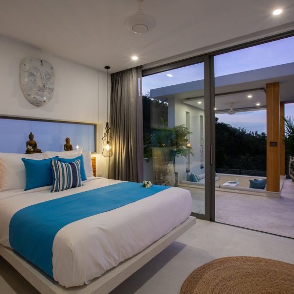 Bedroom at Villa Bougainvillea, a 4 bedroom luxury, ocean view villa located in Zog Villa Estate, Maenam,, Koh Samui