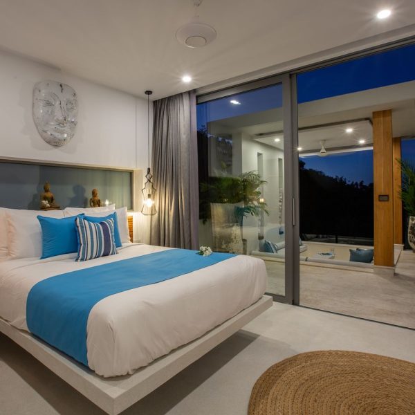Bedroom at Villa Bougainvillea, a 4 bedroom luxury, ocean view villa located in Zog Villa Estate, Maenam,, Koh Samui