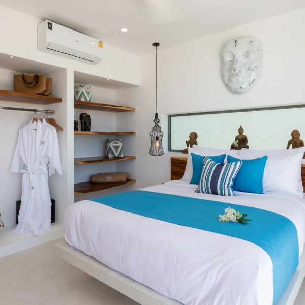 Bedroom at Villa Bougainvillea, a 4 bedroom luxury, ocean view villa located in Zog Villa Estate, Maenam,, Koh Samui