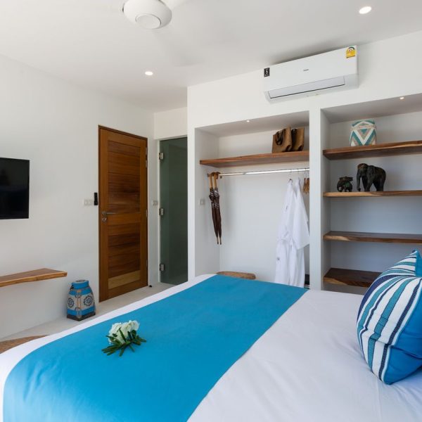 Bedroom at Villa Bougainvillea, a 4 bedroom luxury, ocean view villa located in Zog Villa Estate, Maenam,, Koh Samui