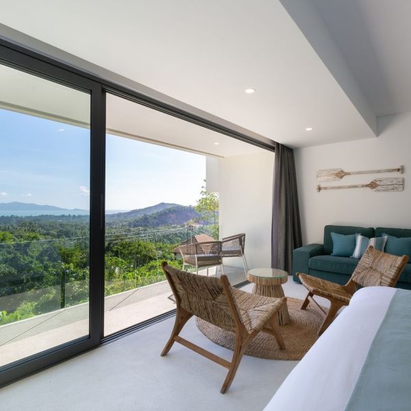 Bedroom at Villa Bougainvillea, a 4 bedroom luxury, ocean view villa located in Zog Villa Estate, Maenam,, Koh Samui
