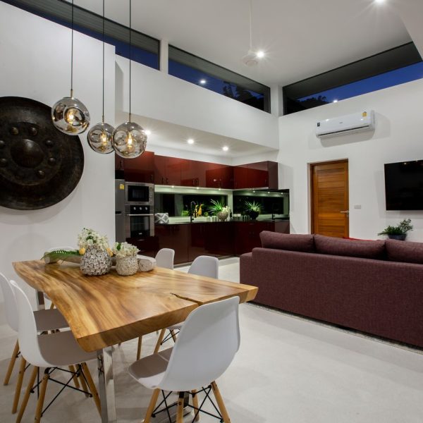 Indoor dining area at Villa Bougainvillea, a 4 bedroom luxury, ocean view villa located in Zog Villa Estate, Maenam,, Koh Samui