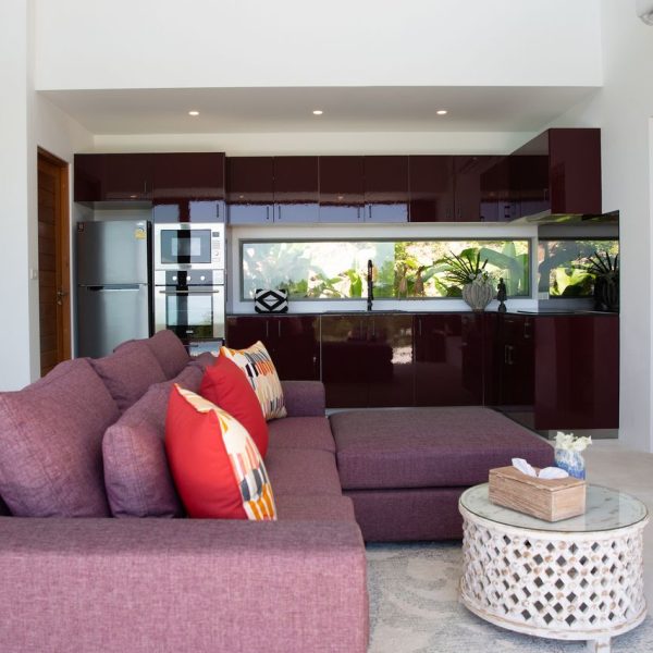 Living room at Villa Bougainvillea, a 4 bedroom luxury, ocean view villa located in Zog Villa Estate, Maenam,, Koh Samui