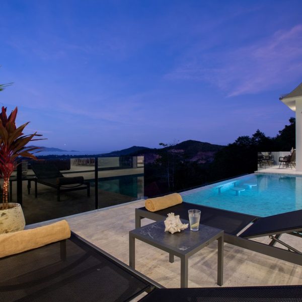 Swimming Pool at Villa Bougainvillea, a 4 bedroom luxury, ocean view villa located in Zog Villa Estate, Maenam,, Koh Samui