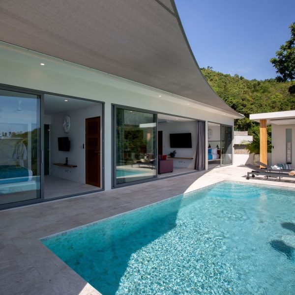 Swimming Pool at Villa Bougainvillea, a 4 bedroom luxury, ocean view villa located in Zog Villa Estate, Maenam,, Koh Samui